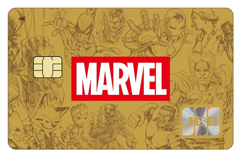マーベルデザインのクレジットカード「MARVEL HEROES」ゴールドカードの券面