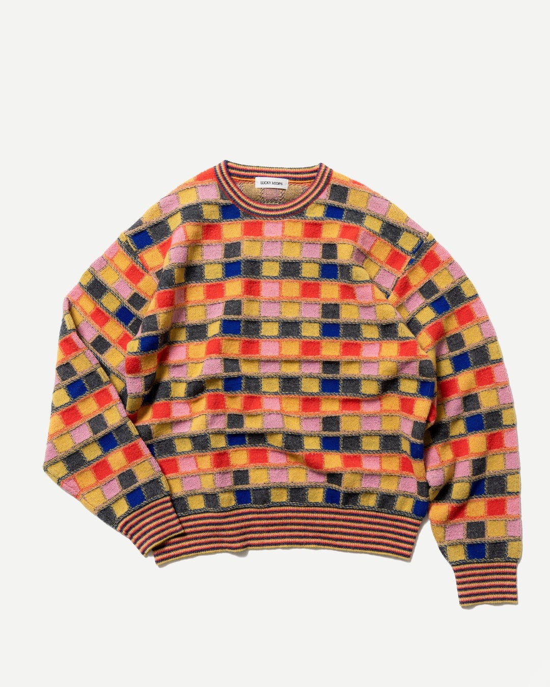 MULTICOLOR CHECKERBOARD PULLOVER　イエロー