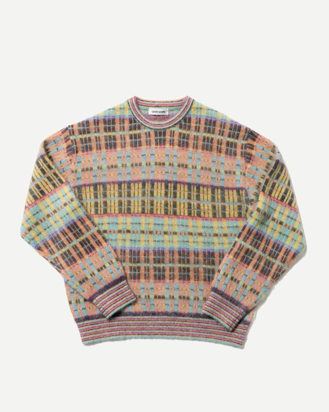 MIXED CHECK JACQUARD PULLOVER　オレンジ