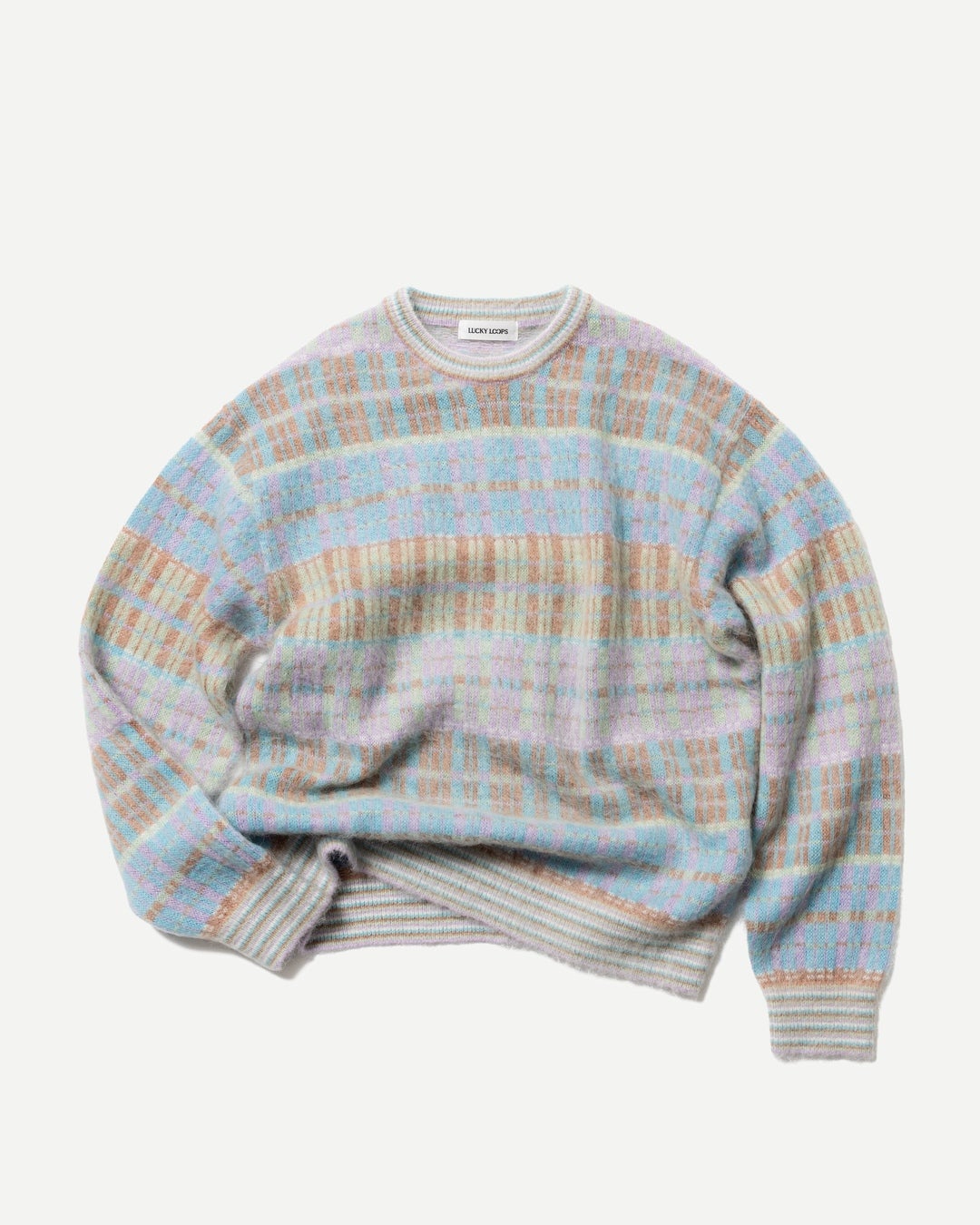MIXED CHECK JACQUARD PULLOVER　スカイ