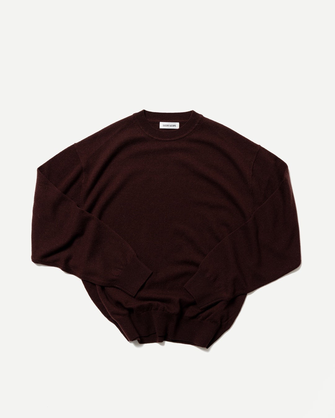 WOOL CASHMERE CREW NECK PULLOVER　ブラウン