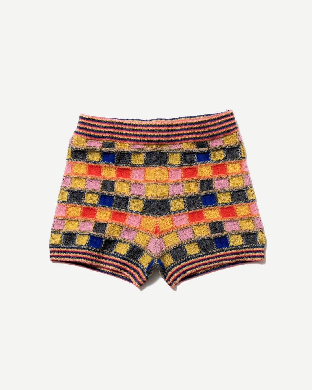 MULTICOLOR CHECKERBOARD SHORTS　イエロー